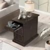 Classic Vintage End Table With USB Ports And A Multipurpose Drawer With Cup Holders - ModernLuxe