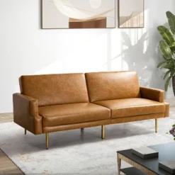 Lanna 76"Wide Vegan Leather Modern Style Convertible Futon Sofa Bed For Living Room Guest Bedroom | ARTFUL LIVING DESIGN -Furniture Series Store GUEST 0186db79 f02f 498a ae0d f79c929e4342