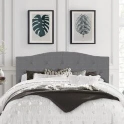 Full/Queen Provence Upholstered Arch Adjustable Tufted Headboard Glacier Gray - Hillsdale Furniture