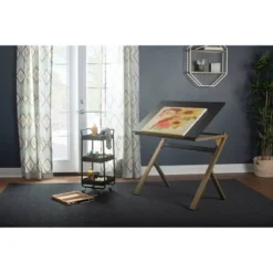 2pc Stellar Drawing Table With 36" Adjustable Top With Stool Set Black/Gold - Studio Designs -Furniture Series Store GUEST 01c0899e bfa4 4606 9a33 12cea422e2ae