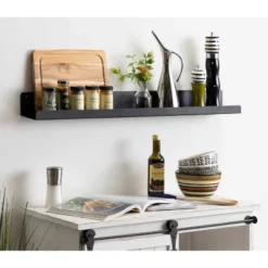 36" Mezzo Modern Metal Ledge Shelf Black - Kate & Laurel All Things Decor -Furniture Series Store GUEST 029f1ae0 7756 4c56 a5f3 5ed7c074dae7