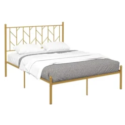Costway Full/Queen/Twin Size Metal Platform Bed Frame Vintage Headboard Mattress Foundation Gold -Furniture Series Store GUEST 0338e397 102c 4324 b0f6 b0120c6e05bc