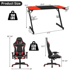Costway Gaming Desk & Chair Set Z-Shaped Racing Style Desk With Massage Swivel Gaming Chair -Furniture Series Store GUEST 036d20b3 71d1 45ab 9816 d9e7d1e337b5