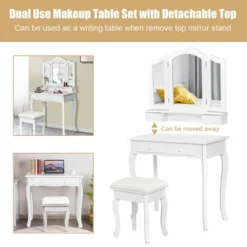 Costway Vanity Makeup Dressing Table Stool 4 Jewelry Wood Desk White -Furniture Series Store GUEST 03f44c7c b6a1 440f aef4 738a0d34ca0c