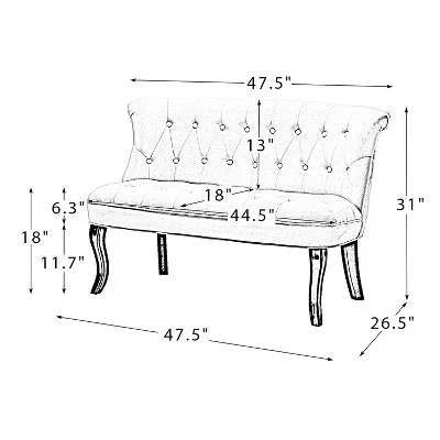 Jane 47" Velvet Button-tufted And Wing Back Loveseat Solid Wood And Cabriole Legs For Living Room And Bedroom | ARTFUL LIVING DESIGN 8 Jane 47" Velvet Button-tufted And Wing Back Loveseat Solid Wood And Cabriole Legs For Living Room And Bedroom | ARTFUL LIVING DESIGN - Image 8