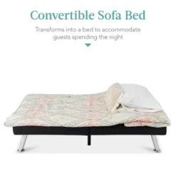 Best Choice Products Modern Faux Leather Convertible Futon Sofa W/ Removable Armrests, Metal Legs, 2 Cupholders -Furniture Series Store GUEST 0467b735 53ab 4e00 84cb fb1815067ef5