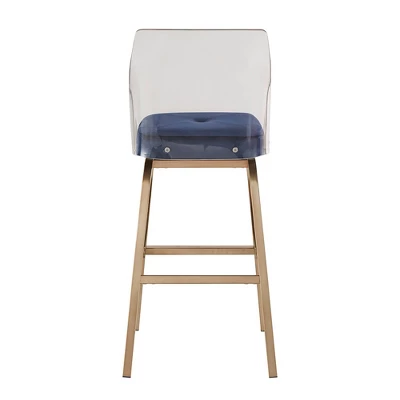 Set Of 2 29" Svana Champagne Gold Finish Velvet Barstools Navy - Inspire Q 5 Set Of 2 29" Svana Champagne Gold Finish Velvet Barstools Navy - Inspire Q - Image 5