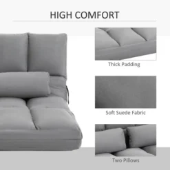 HOMCOM Convertible Floor Sofa Chair, Folding Couch Bed, Guest Chaise Lounge With 2 Pillows, Adjustable Backrest And Headrest -Furniture Series Store GUEST 04cff9ee 5d56 4ad1 8554 f765e6e35597