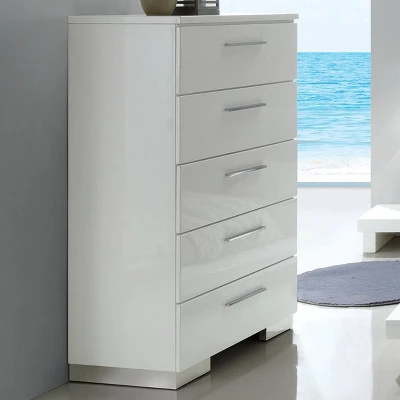 Mack 5 Drawer Chest Glossy White - MiBasics 1 Mack 5 Drawer Chest Glossy White - MiBasics