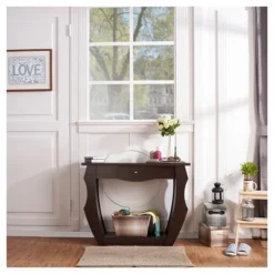 Coralli Modern Cut Out Sofa Table Walnut - HOMES: Inside + Out -Furniture Series Store GUEST 059225fc 35b0 465b 849d 38d8ebaf4ec6