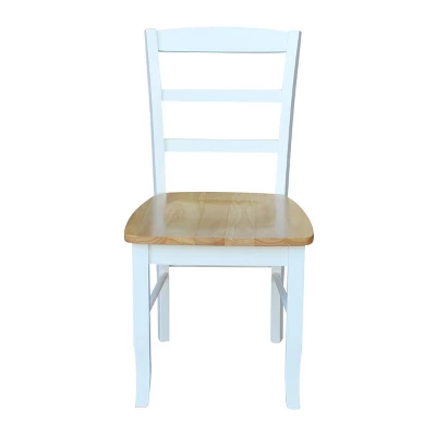 3pc Dining Table With 2 Ladderback Chairs White/Natural – International Concepts 4 3pc Dining Table With 2 Ladderback Chairs White/Natural – International Concepts - Image 4