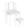 Costway Vanity Makeup Dressing Table Stool 4 Jewelry Wood Desk White