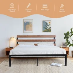 Costway Twin Size Metal Platform Bed Frame Mattress Foundation Wooden Headboard -Furniture Series Store GUEST 07f1e150 4a44 4e90 a333 c637c5bf2b63