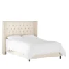Louis Diamond Tufted Wingback Linen Bed - Skyline Furniture