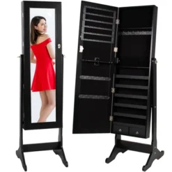 Best Choice Products 6-Tier Standing Mirror Lockable Storage Organizer Cabinet Armoire W/ Velvet Interior -Furniture Series Store GUEST 086cec6f 711f 4a46 b965 3a099e851b1e