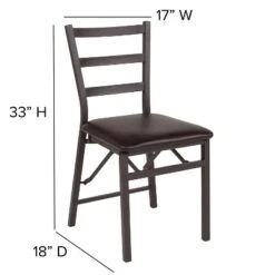 Emma And Oliver 2 Pack Ladder Back Metal Folding Chair With Brown Vinyl Seat -Furniture Series Store GUEST 08fb43a3 c35d 48e0 9725 32724734a214