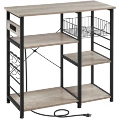 Yaheetech Vintage Kitchen Island Baker's Rack With Power Outlet Utility Microwave Stand -Furniture Series Store GUEST 09860da9 8d55 4b69 b00a af457d1f67f6