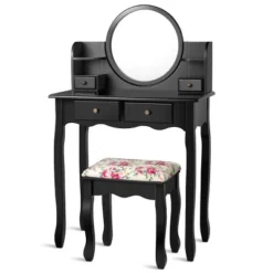 Tangkula Vanity Table Set W/Detachable Mirror & Stool Black/White 20 Tangkula Vanity Table Set W/Detachable Mirror & Stool Black/White -Furniture Series Store GUEST 09f10413 05df 4628 a2d7 342c5914a1ca