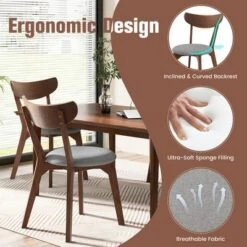 Set Of 2 Dining Chair Upholstered Curved Back Side Chair With Solid Wooden Legs -Furniture Series Store GUEST 0a42d64a 9755 4f34 a2c4 e06d977237f8