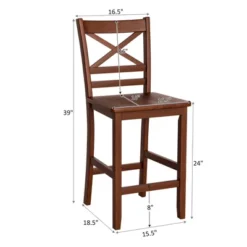 Costway Set Of 2 Bar Stools 24'' Counter Height Chairs W/ Rubber Wood Legs Walnut -Furniture Series Store GUEST 0a58376e 3982 4cfa bf5f 679464d5bea2
