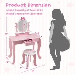 Costway Kid Vanity Table Stool Set With Adjustable Mirror Storage Drawer Makeup Pink -Furniture Series Store GUEST 0a78a09a 80be 4532 9404 baabbb22ee32