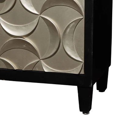 Modern Crescent Moon Pattern Wood Rectangle Cabinet Black - Olivia & May 2 Modern Crescent Moon Pattern Wood Rectangle Cabinet Black - Olivia & May - Image 2