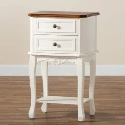 2 Drawer Darla Wood Nightstand White/Cherry Brown - Baxton Studio -Furniture Series Store GUEST 0abfcf15 10b8 479e 9375 9a3f5d040b53