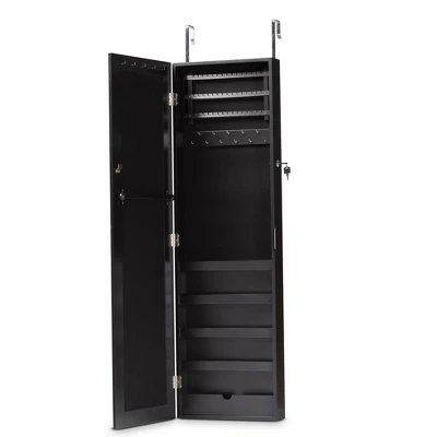 Richelle Wood Hanging Jewelry Armoire With Mirror - Baxton Studio 2 Richelle Wood Hanging Jewelry Armoire With Mirror - Baxton Studio - Image 2