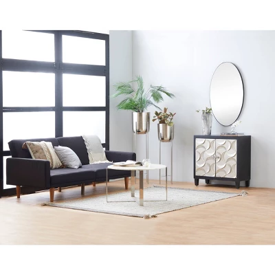 Modern Crescent Moon Pattern Wood Rectangle Cabinet Black - Olivia & May 10 Modern Crescent Moon Pattern Wood Rectangle Cabinet Black - Olivia & May - Image 10