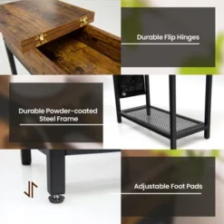Tangkula End Table With Charging Station Industrial Nightstand Flip Top Side Pocket USB -Furniture Series Store GUEST 0c3771c4 24cb 4ba2 a277 6cc08352303e