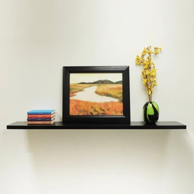 48" Slim Floating Shelf Wall Mounted Hidden Brackets Black - Inplace 1 48" Slim Floating Shelf Wall Mounted Hidden Brackets Black - Inplace