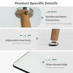 Costway Modern Glass Dining Table Rectangular Dining Room Table W/Metal Legs For Kitchen -Furniture Series Store GUEST 0d8a8090 fbe0 4ae8 8b2e 68fddf34cb50