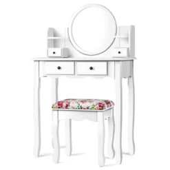 Tangkula Vanity Table Set W/Detachable Mirror & Stool Black/White 21 Tangkula Vanity Table Set W/Detachable Mirror & Stool Black/White -Furniture Series Store GUEST 0dca2b86 31cf 4daa 9ac2 a321829b4a78