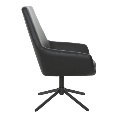 Tubby Chair With Black Base Faux Leather Black - OSP Home Furnishings 3 Tubby Chair With Black Base Faux Leather Black - OSP Home Furnishings - Image 3