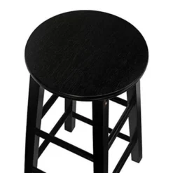 PJ Wood Classic Round Seat 29" Tall Kitchen Counter Stools For Homes, Dining Spaces, And Bars With Backless Seats & 4 Square Legs, Black (Set Of 6) -Furniture Series Store GUEST 0e7a5476 6cb6 4ecf a17b b15753d26a61