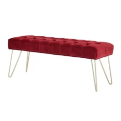 Hewett Velvet Tufted Metal Bench - Inspire Q -Furniture Series Store GUEST 0ed7eed5 7682 4608 83a6 10b37ba9c0c0