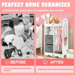 Costway Kids Dress Up Storage Hanging Armoire Dresser Costume Closet W/Mirror & Toy Bins -Furniture Series Store GUEST 0f18626b 76f2 4ee9 a2c5 9d636424160a