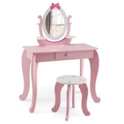 Costway Kid Vanity Table Stool Set With Adjustable Mirror Storage Drawer Makeup Pink -Furniture Series Store GUEST 10c26327 d977 4ef5 b4ea 4e35a87edc19