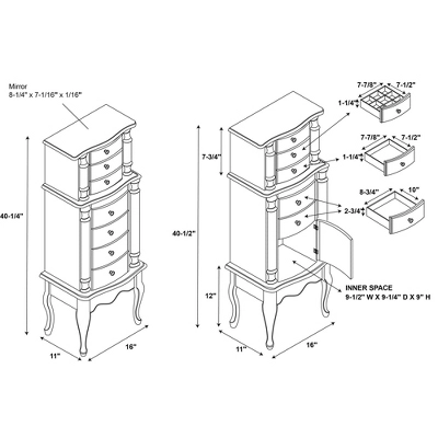 Sedalia Jewelry Armoire Gray - Powell Company 15 Sedalia Jewelry Armoire Gray - Powell Company - Image 15