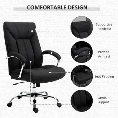 Vinsetto High Back Swivel Home Office Chair Task Ergonomic Linen Fabric Computer Chair With Arm Adjustable Height 6 Vinsetto High Back Swivel Home Office Chair Task Ergonomic Linen Fabric Computer Chair With Arm Adjustable Height - Image 6