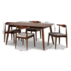 5pc Aeron Wood Dining Set Light Gray/Walnut - Baxton Studio -Furniture Series Store GUEST 116385ec 8892 43ea b535 2d72d5b0e34f