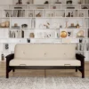 Full Size Holly Espresso Wood Arm Futon Frame With 6" Microfiber Mattress Tan - Room & Joy
