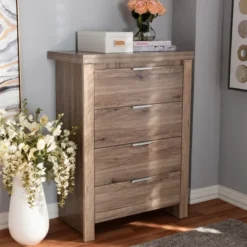 Laverne Modern And Contemporary Oak Finished 4 Drawer Chest Brown - Baxton Studio -Furniture Series Store GUEST 133ea76d 78ac 4d3f b459 a6297d7a27c5