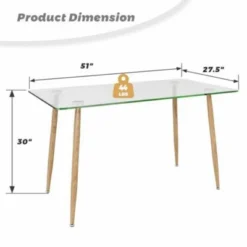 Costway Modern Glass Dining Table Rectangular Dining Room Table W/Metal Legs For Kitchen -Furniture Series Store GUEST 13517c0a 8e64 4615 8e94 47a6de3268d4