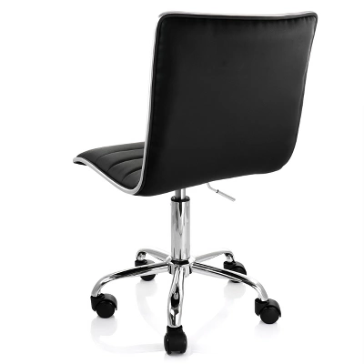 Elama 2 Piece Adjustable Faux Leather Rolling Office Chair In Black With Chrome Finish 2 Elama 2 Piece Adjustable Faux Leather Rolling Office Chair In Black With Chrome Finish - Image 2