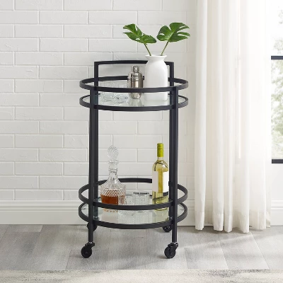 Bailey Round Bar Cart Matte Black - Crosley 2 Bailey Round Bar Cart Matte Black - Crosley - Image 2