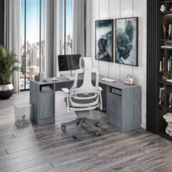 Functional L Shaped Desk With Storage Gray - Techni Mobili -Furniture Series Store GUEST 15b4a1d1 cedb 4887 94e4 111235819207