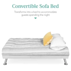 Best Choice Products Modern Faux Leather Convertible Futon Sofa W/ Removable Armrests, Metal Legs, 2 Cupholders - White -Furniture Series Store GUEST 15efb93a ed10 4d1c a1d5 21f062b937e2