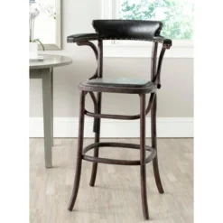 Kenny Bar Stool Brass Nail Heads - Antique Black - Safavieh