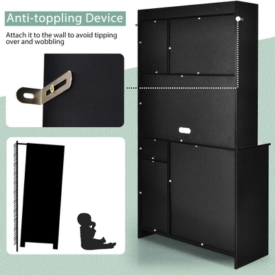 Costway 4-Door 71'' Kitchen Buffet Pantry Storage Cabinet W/Hutch Adjustable Shelf WhiteBlack 8 Costway 4-Door 71'' Kitchen Buffet Pantry Storage Cabinet W/Hutch Adjustable Shelf WhiteBlack - Image 8